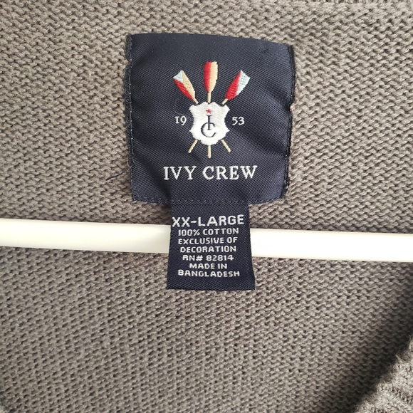 Ivy Crew Grey V-Neck Sweater Vest XXL 100% Cotton Made in Indonesia RN #82814 - Picture 3 of 5